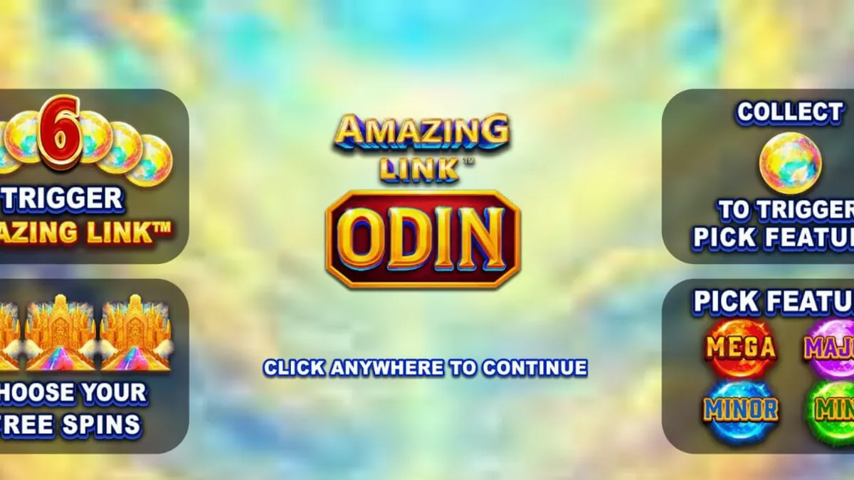 Pemandangan visual slot Amazing Link Odin dengan latar belakang mitologi Nordik